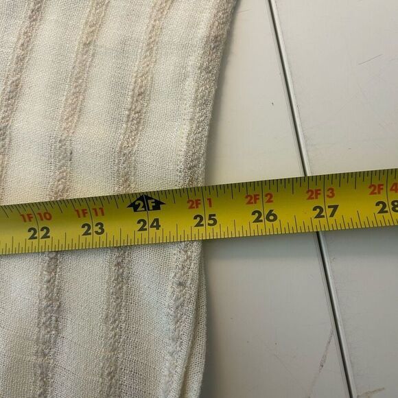 IC By Connie K Beige Striped Linen Blend Asymmetrical Blouse Womens Size M Artsy - Picture 10 of 12